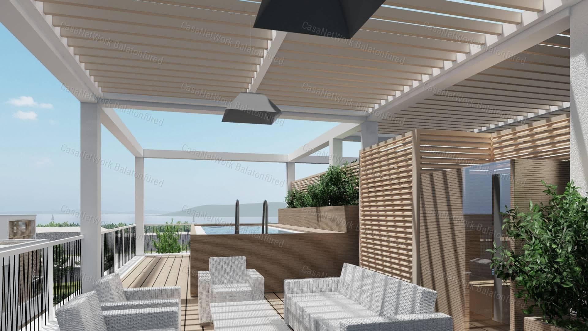 Panorámás Penthouse új építésű lakás Balatonfüreden